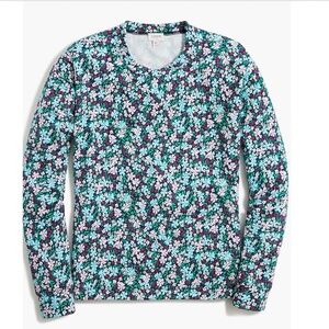 J. Crew Antique Navy Pink Aqua Floral French Terry Sweatshirt Top  Size Medium